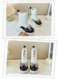 MOF Kids Girls Winter Princess Boots Plush White Black and Flat