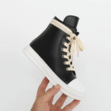 MOF Kids Leather Ankle High-Top sneakers - Zipper and Laces Casual Sneakers