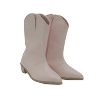 MOF Kids Leather Cowboy Boots for Fall and Winter Pointed Toe Square Heel and Mid-Calf Length
