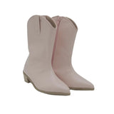 MOF Kids Leather Cowboy Boots for Fall and Winter Pointed Toe Square Heel and Mid-Calf Length