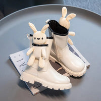 MOF Kids Cartoon Leather Boots for Autumn Soft Slip-Resistant and Cute Animal Design