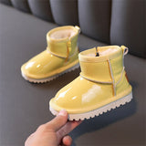 MOF Kids new winter boots silicon candy colors waterproof non-slip warm plush girls snow boots