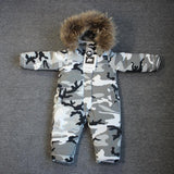 MOF Kids snow suit camo hooded fur snowsuit MOF for kids Grey 3T 