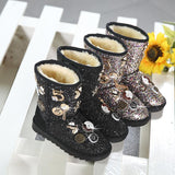 MOF Kids boots winter snow boots children fashionable boots girls glitter boots toddlers warm fur
