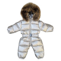 MOF Kids baby girl winter jumpsuit infant snowsuit nature fur