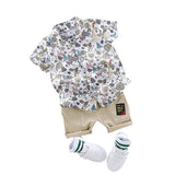 MOF Kids boys clothing summer print set suit for kids