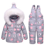 MOF Kids girls snowsuit toddler puffer hooded jacket &amp; bib pants