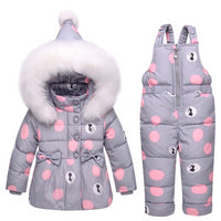 MOF Kids girls snowsuit toddler puffer hooded jacket &amp; bib pants