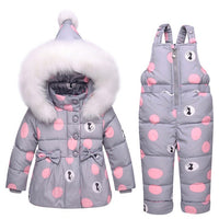 MOF Kids girls snowsuit toddler puffer hooded jacket &amp; bib pants
