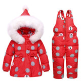 MOF Kids girls snowsuit toddler puffer hooded jacket &amp; bib pants