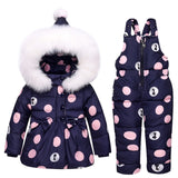 MOF Kids girls snowsuit toddler puffer hooded jacket &amp; bib pants