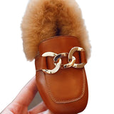 MOF Kids shoes autumn toddler little/big kid loafer with fur