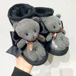 MOF Kids winter bear patch ankle boots
