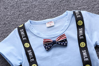 MOF Kids boys cartoon print bow tie T-shirt &amp; shorts set