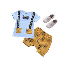 MOF Kids boys cartoon print bow tie T-shirt &amp; shorts set