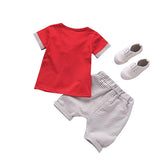 MOF Kids boys casual summer striped detail T-shirt &amp; shorts set
