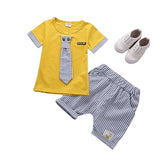 MOF Kids boys casual summer striped detail T-shirt &amp; shorts set