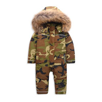 MOF Kids snow suit camo hooded fur snowsuit MOF for kids Green 3T 