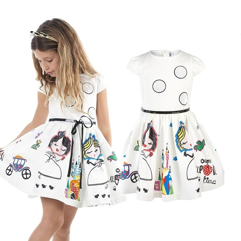 cartoon print t shirt dress Cartoon Print Short Sleeve Casual T-Shirt Dress For Young Girls
