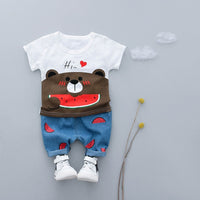 MOF Kids baby boy clothing set summer t-shirt &amp; shorts cartoon print