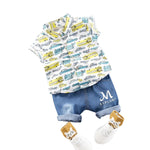 MOF Kids boys cartoon car print T-shirt &amp; jeans set