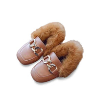 MOF Kids shoes autumn toddler little/big kid loafer with fur
