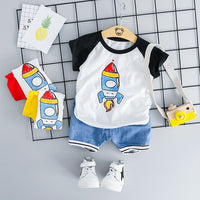 MOF Kids baby boy clothing set summer t-shirt &amp; shorts cartoon print