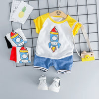 MOF Kids baby boy clothing set summer t-shirt &amp; shorts cartoon print