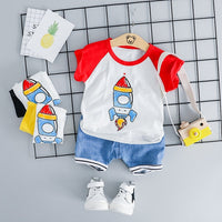 MOF Kids baby boy clothing set summer t-shirt &amp; shorts cartoon print