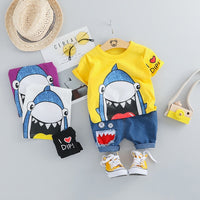 MOF Kids baby boy clothing set summer t-shirt &amp; shorts cartoon print