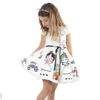 MOF Kids girls white cartoon print t-shirt dress